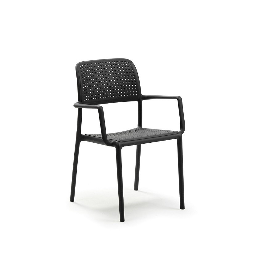 Bum Contract - Chaise avec bras Bora - Antracite (noire)
