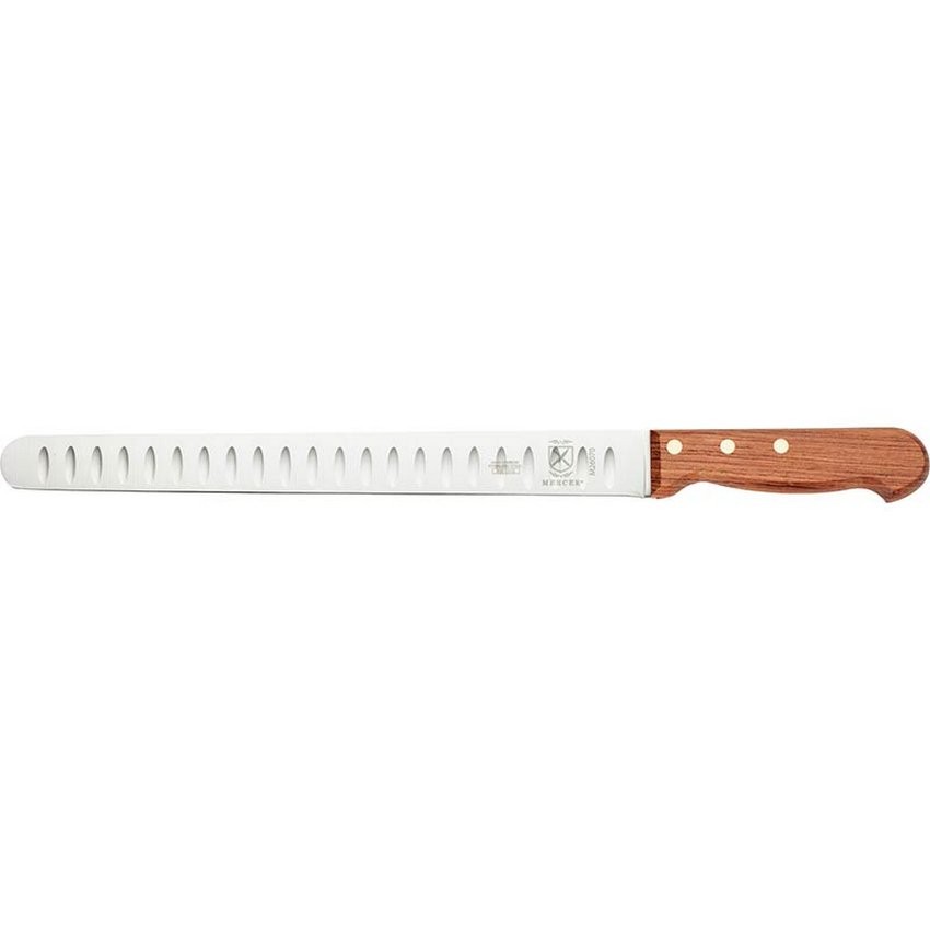 Mercer Culinary - Couteau à trancher à lame alvéolée de 12 po à manche en bois de rosier Praxis
