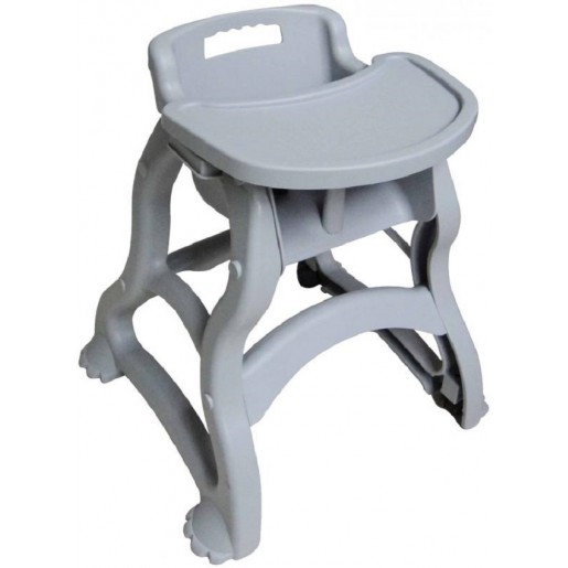 Omcan - Chaise haute grise en plastique avec tablette