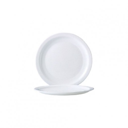Arc Cardinal - Assiette blanche de 10-1/8 po avec rebord étroit Opal Restaurant White - 24 par boite