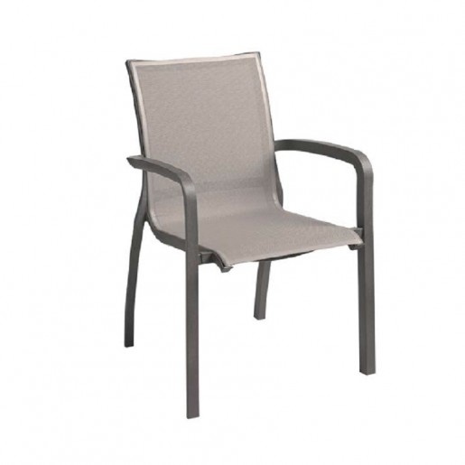 Grosfillex - Chaise avec bras Sunset - Solid Gray / Volcanic Black (Grise/Noire)