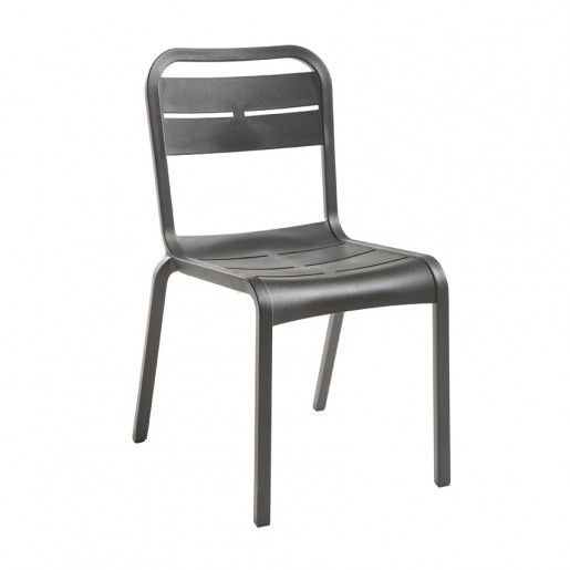 Grosfillex - Chaise sans bras Cannes - Charcoal (grise)