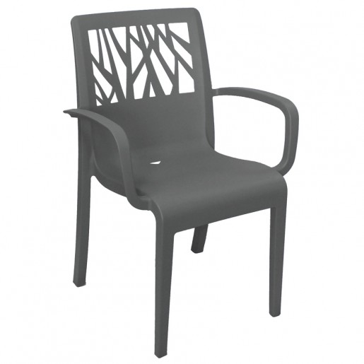 Grosfillex - Chaise avec bras Vegetal - Charcoal