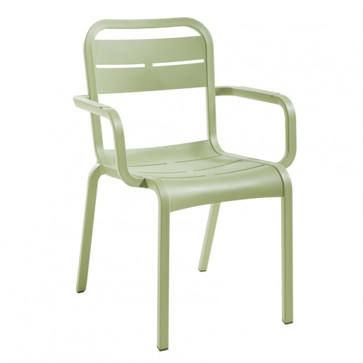 Grosfillex - Chaise avec bras Cannes - Sage Green (Verte)