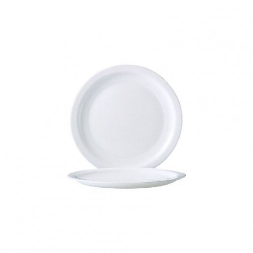 Arc Cardinal - Assiette blanche de 10 1/4 po avec rebord étroit Opal Restaurant White -12 par boite