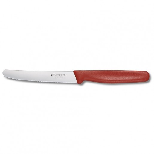 Victorinox - Couteau à steak à lame dentelée de 4½ po à manche rouge