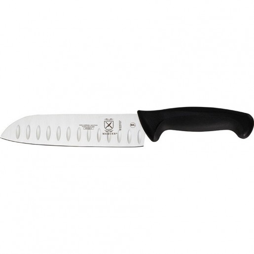 Mercer Culinary - Couteau Santoku alvéolé de 7 po à manche noir Millennia