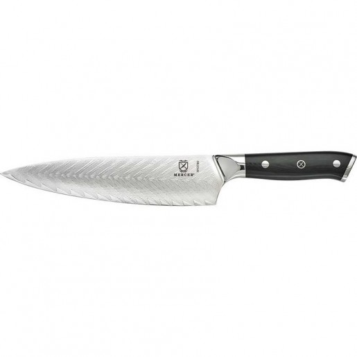 Mercer Culinary - Couteau de chef de 8 po avec gravure de feuille à manche ergonomique G10 Damascus