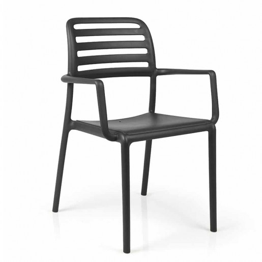 Bum Contract - Chaise avec bras Costa - Antracite (noire)
