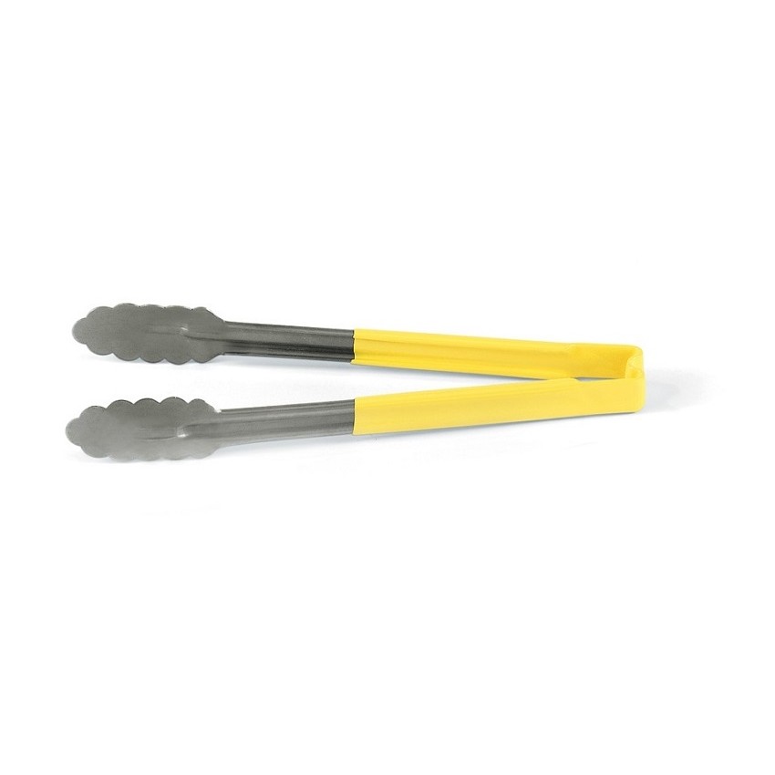 Vollrath - 9 1/2 in. One-Piece Scalloped Tongs with Yellow Kool-Touch Handle