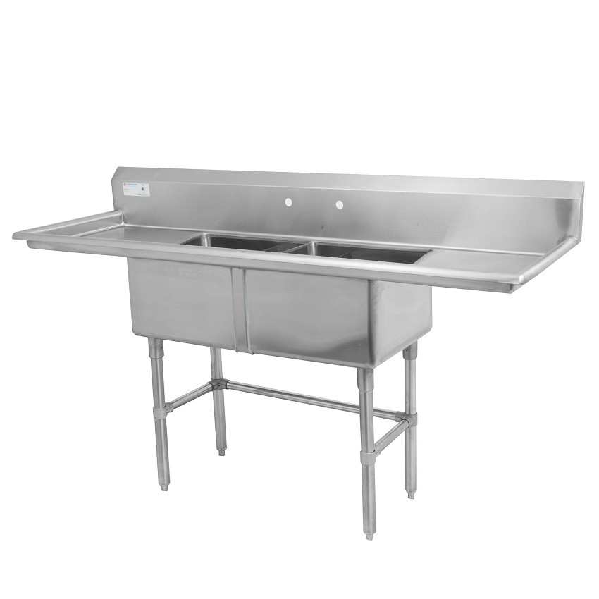 Thorinox - 18 in. X 18 in. X 11 in. Stainless Steel Two Compartment Sink - 2 Drainboards
