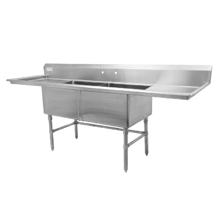 Thorinox - 24 in. X 24 in. X 14 in. Stainless Steel Two Compartment Sink - 2 Drainboards