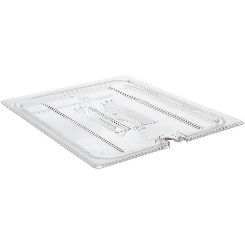 Cambro - Camwear 1/2 Size Clear Polycarbonate Handled Lid with Spoon Notch for Food Pan