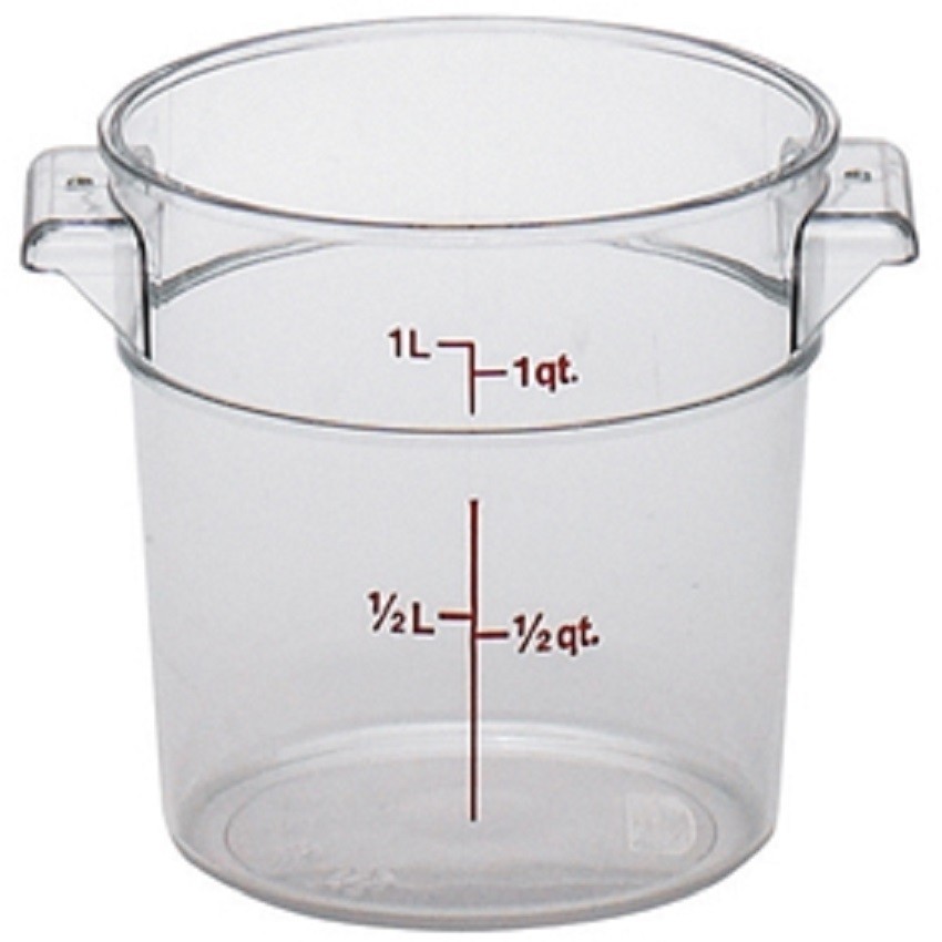 Cambro - Camwear 1 qt. (0.9L) Clear Round Food Storage Container with Measurement Gradations