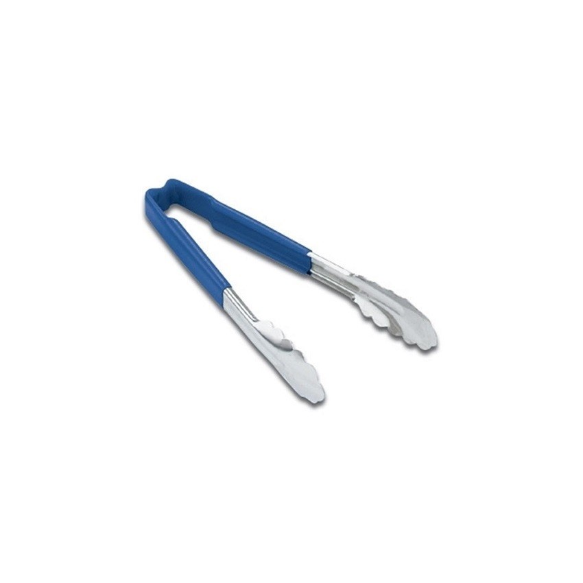 Vollrath - 12 in. One-Piece Scalloped Tongs with Blue Kool-Touch Handle