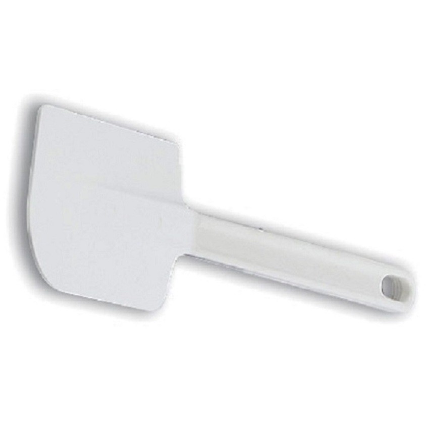 Central Exclusive White Plastic Flat Blade Spatula with Polystyrene Handle - 9 1/2L