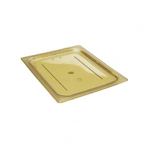 Cambro - 1/4 Size Amber High Heat Flat Lid for Food Pan