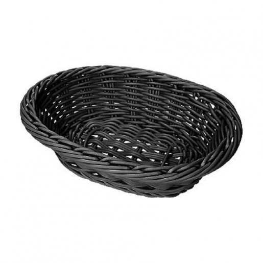 Get Melamine - 9 in. x 6¾ in. Black Polypropylene Oval Basket