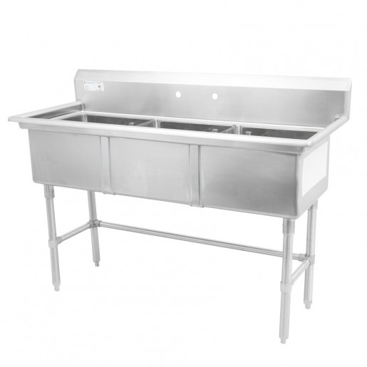 Thorinox - 18 in. X 18 in. X 11 in. Stainless Steel Three Compartment Sink