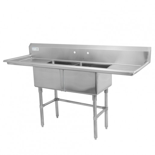 Thorinox - 18 in. X 18 in. X 11 in. Stainless Steel Two Compartment Sink - 2 Drainboards