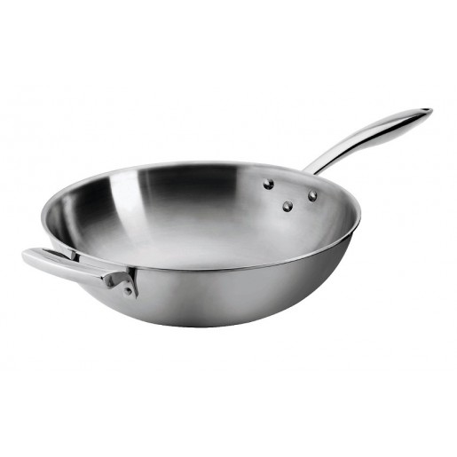 Browne - Thermalloy 12 in. Tri-Ply Stainless Steel Wok