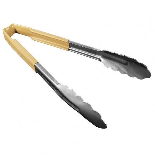 Vollrath - 9 1/2 in. One-Piece Scalloped Tongs with Tan Kool-Touch Handle