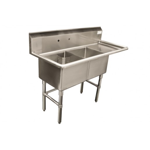 Thorinox - 24 in. X 24 in. X 14 in. Stainless Steel Two Compartment Sink - Right Drainboard