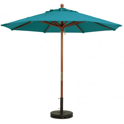 Grosfillex - 7ft Wooden Market Umbrella - Turquoise
