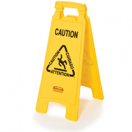 Rubbermaid - Yellow Wet Floor Safety Sign - Trilingual