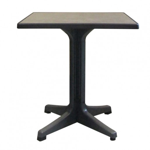 Grosfillex - Omega 28 in. Metal Brushed / Charcoal Square Table