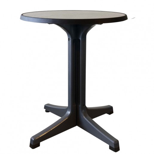 Grosfillex - Omega 24 in. Metal Brushed / Charcoal Round Table