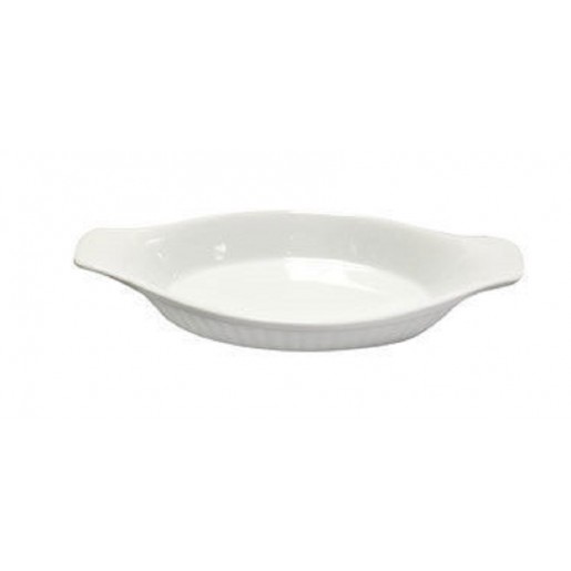 Atelier Du Chef - 6.5 oz. White Ceramic Oval Gratin Baking Dish
