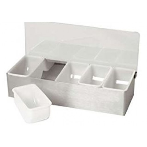 Atelier Du Chef - 5-Compartment Stainless Steel Condiment Server with Clear Lid