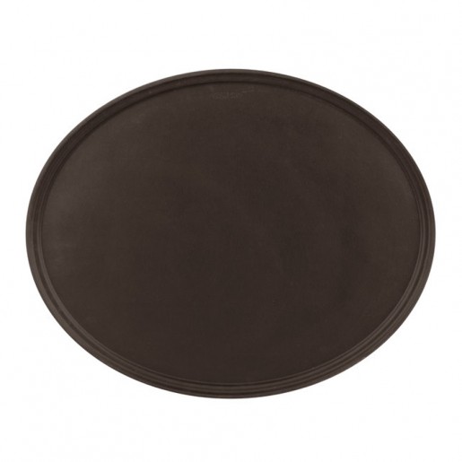 Cambro - 23 in. x 29 in. Brown Oval Non-Slid Platter