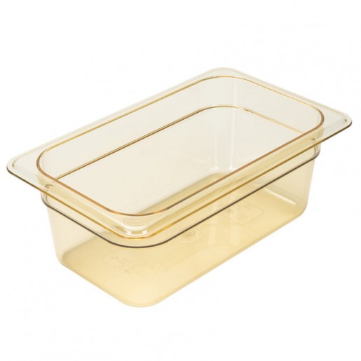 Cambro - 1/4 Size Amber High Heat Plastic Food Pan - 4 inch Deep