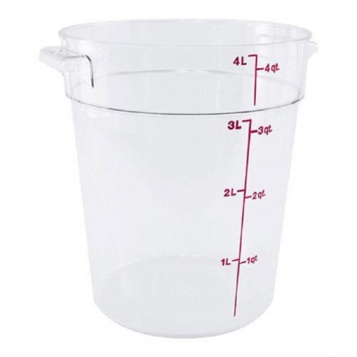 Cambro - Camwear 4 qt. (3.8L) Clear Round Food Storage Container with Measurement Gradations