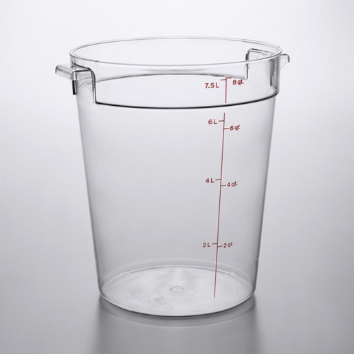 Cambro - Camwear 8 qt. (7.6L) Clear Round Food Storage Container with Measurement Gradations