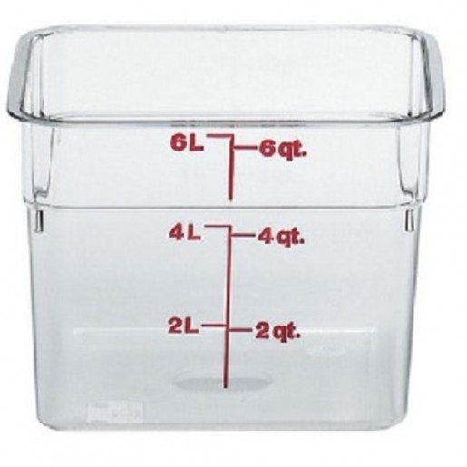 Cambro - Camwear CamSquare 6 qt. (5.7L) Clear Square Food Storage Container with Measurement Gradations