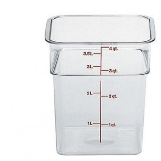 Cambro - Camwear CamSquare 4 qt. (3.8L) Clear Square Food Storage Container with Measurement Gradations