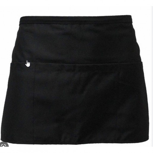 Atelier Du Chef - 23 in. x 11 in. Apron with 3 Pockets for Servers (Packaged 1 un) - Black