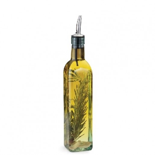 Tablecraft - 16 oz. Prima Glass Oil & Vinegar Bottle with Stainless Steel Pourer
