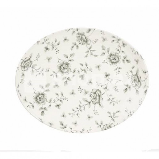 Churchill - Oval plate grey flower 12½x10 Rose Chintz (1dz/cs)