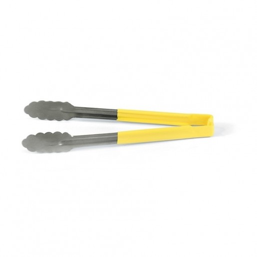 Vollrath - 12 in. One-Piece Scalloped Tongs with Yellow Kool-Touch Handle