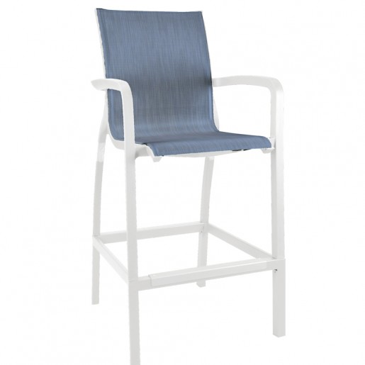 Grosfillex - Sunset Madras Blue/Glacier White Bar Stool with Arms