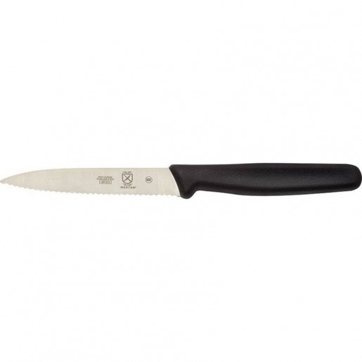 Mercer Culinary - 4 in. Pointed Tip Serrated Utility Knife with Black Handle