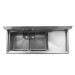 Thorinox - 18 in. X 18 in. X 11 in. Stainless Steel Two Compartment Sink - Right Drainboard